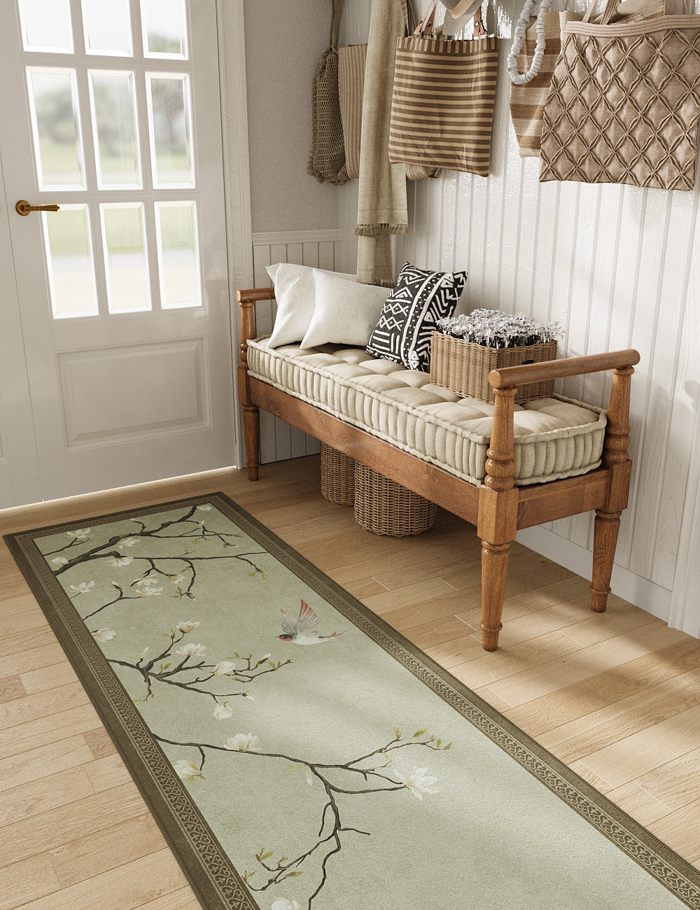 Noble Blossom Soft Taupe Washable Rug