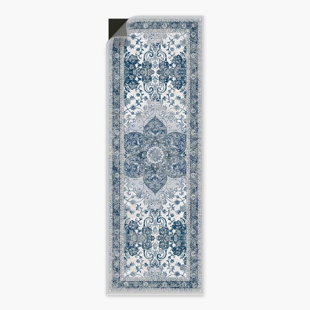 Sacred Bloom Indigo Blue Washable Rug – MerciRugs