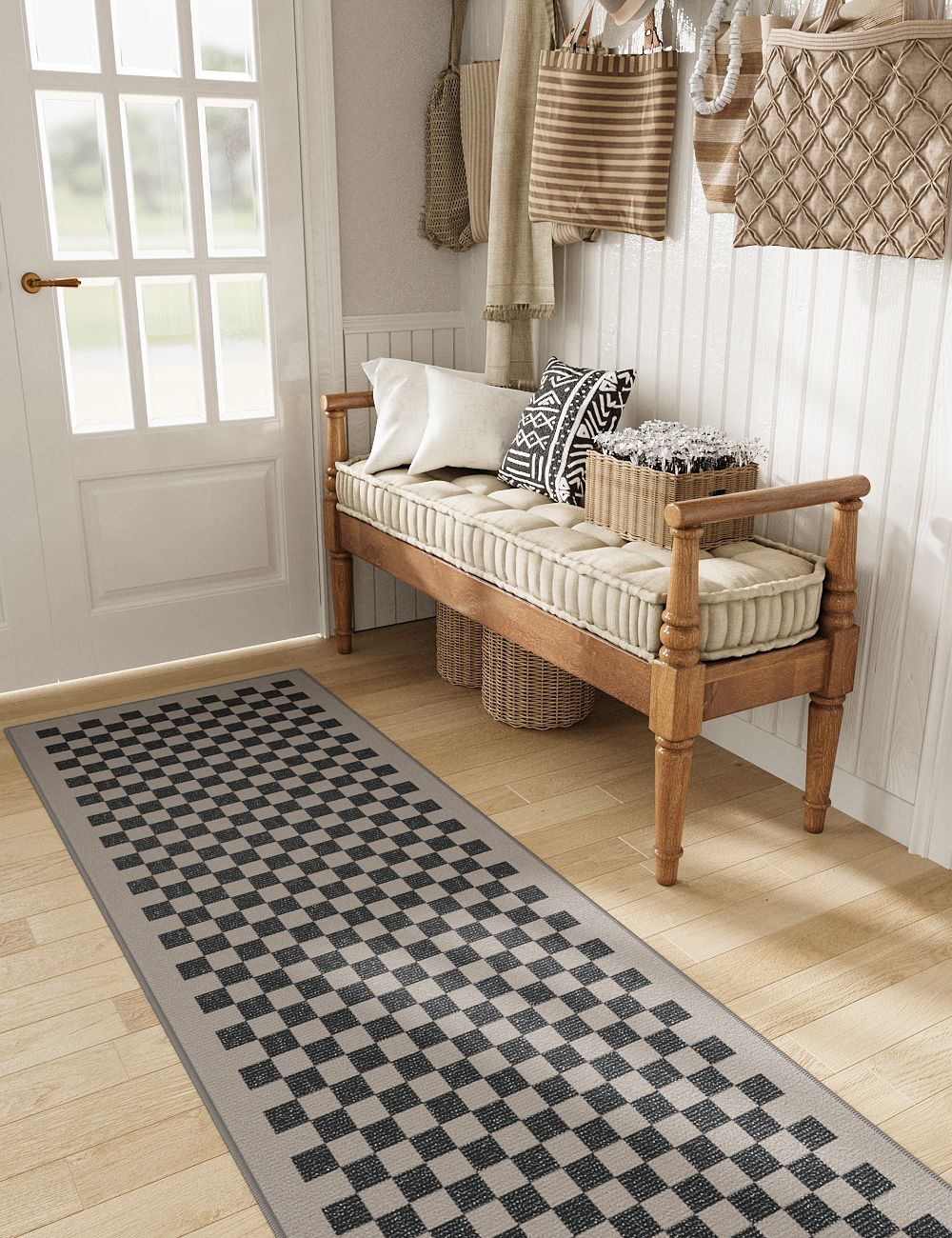 Checker Out Smoky Taupe Washable Rug