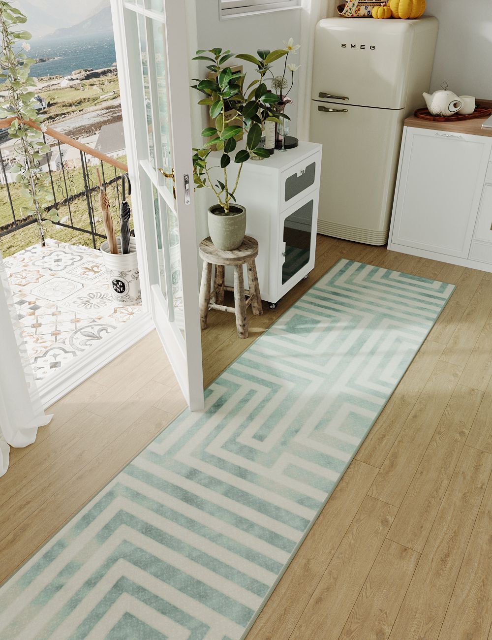 Clear Illusion Soft Aqua Washable Rug