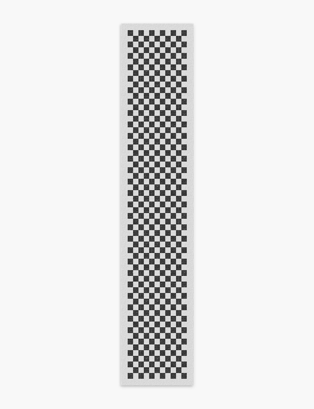 Checker Out Cool Grey Washable Rug