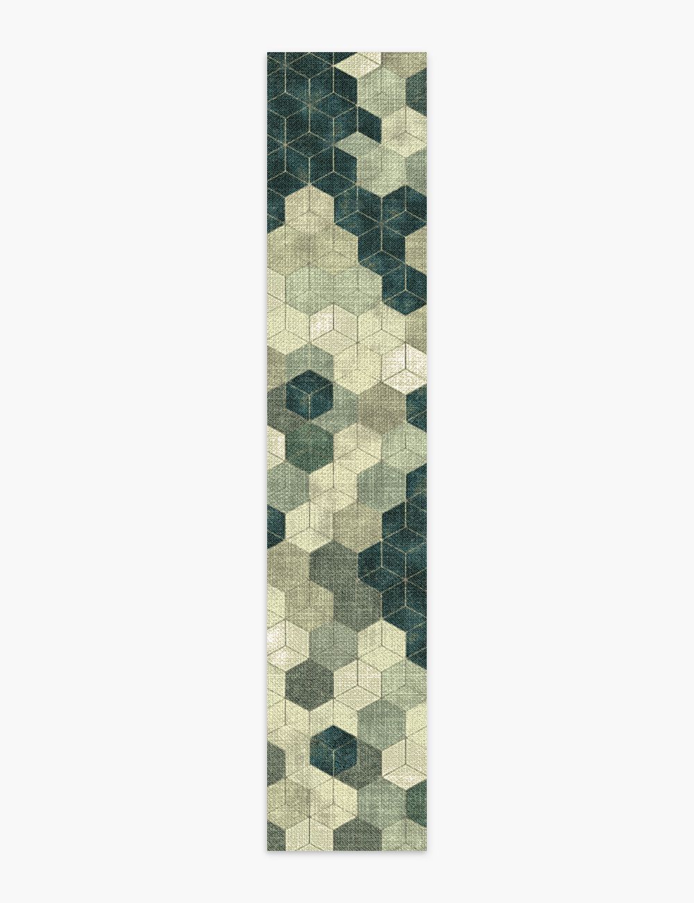 Faded Pieces Moss Green Washable Rug