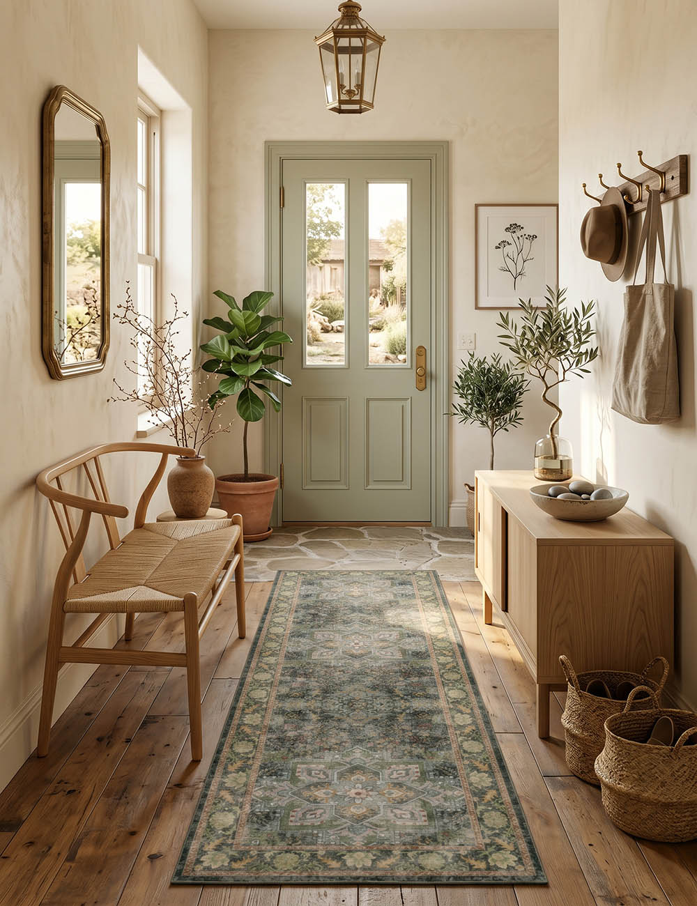 Fleeting Spring Forest Green Washable Rug